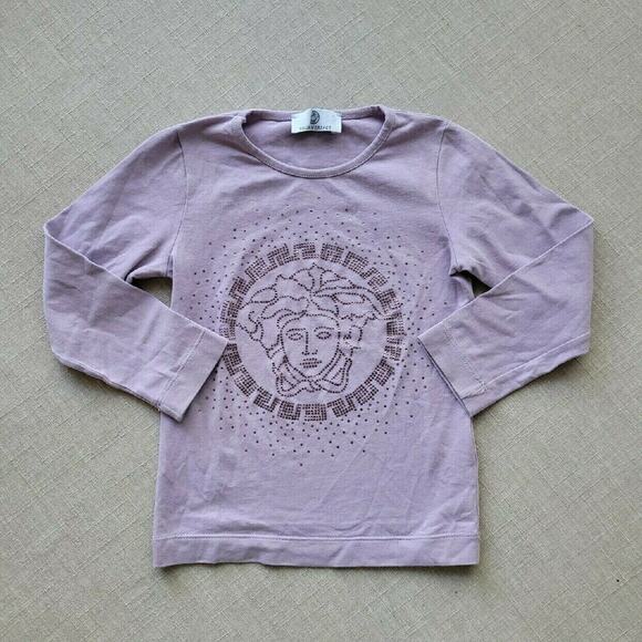Young Versace Lavender Rhinestone Logo Tee - Picture 2 of 8